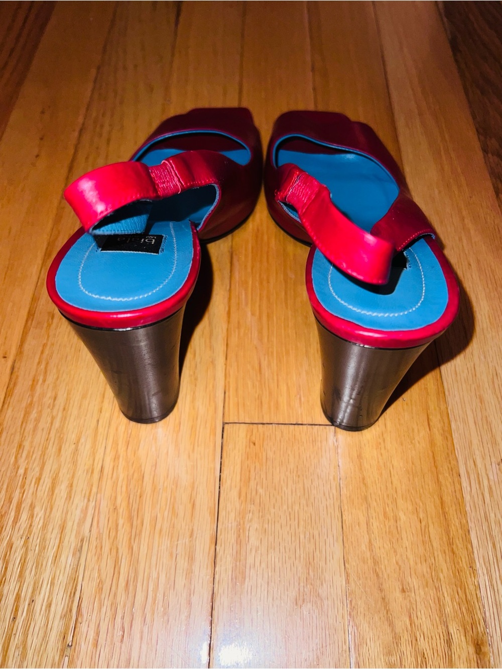 b.iala Red Slingback Peep-Toe Heels - Picture 4 of 7
